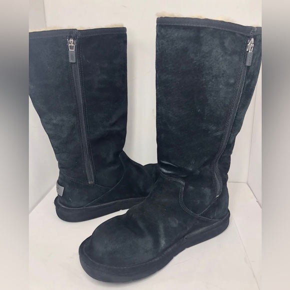 UGG Australia 1895 Retro Cargo Fur Lined Black Suede Winter Boots - Picture 9 of 12